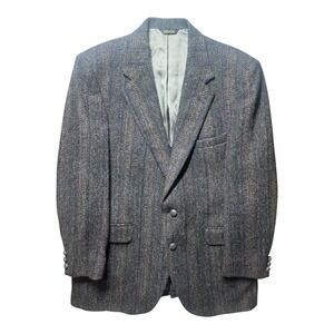 Stafford‎ x Harris Tweed Striped 44R Herringbone Wool Sport Coat Blazer